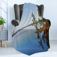 thumbnail image 4 of Landscape Soft Flannel Fleece Blanket, Lakeside Photo with Calm Still Water and Small Country House Between Trees Peace, Cozy Plush for Indoor and Outdoor Use, 50" x 60", Multicolor, by Ambesonne, 4 of 5