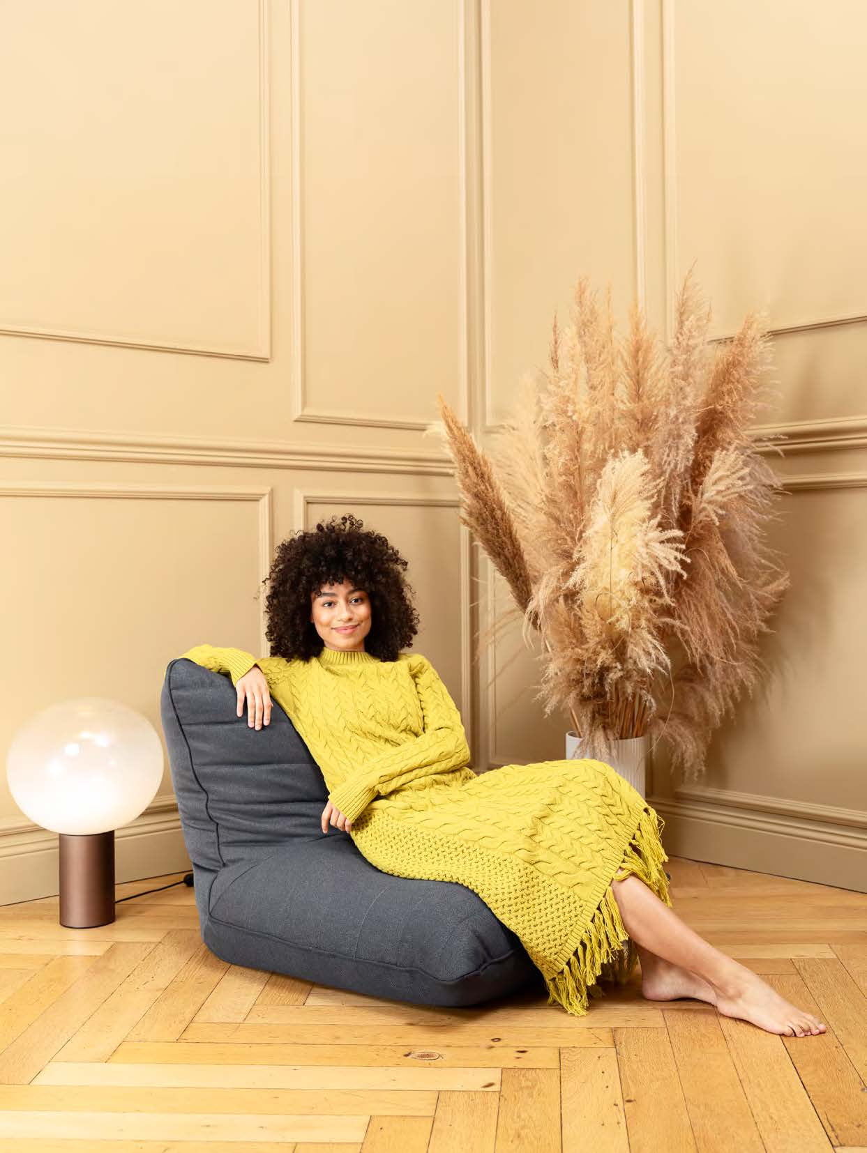 Fauteuil poire Gouchee Home Tango Charbon – Housse en polyester résistant et rembourrage en billes de polystyrène, adapté aux adultes et aux adolescents, siège léger et portable pour dortoir ou salon