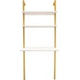 thumbnail image 4 of 3-Tier Industrial Wall Mount Desk, Ladder Desk with Open Shelves, Computer or Writing Desk for Home, Office, 20" D x 30" W x 72.8" H (White), 4 of 9