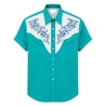 thumbnail image 4 of CONZONE Mens Buttons Down Shirts Short Sleeve Shirts for Men Trendy Western Cowboy Graphic Lapel Soft Lightweight Tops, 4 of 4