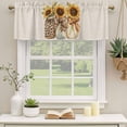 thumbnail image 2 of Leopard Sunflowers Curtain Valances for Windows, Kitchen Valance Window Treatments Panel 2 Pack, Vintage Glass Bottle Bow Rod Pocket Short Curtains for Bathroom Bedroom 42 x 18 Inch, 2 of 8
