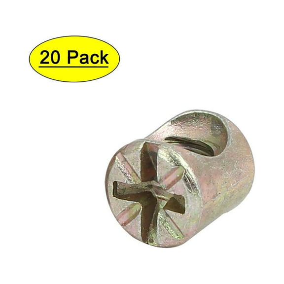 Unique Bargains M6 x 10mm Cross Dowel Slotted Metal  Nuts 20PCS for Furniture Bed Chair
