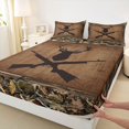 thumbnail image 3 of Homewish Junjle Wildlife Deer Twin Sheet Sets,Rustic Farmhouse Tribal Twin Fitted Sheet,Khaki Brown Flat Sheet For Men Women,Ultra Soft Home Decor,3pcs, 3 of 7
