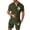 Dark Green, variant on Men's 2pc Outfit Set Button Down Crewneck Short Sleeved Tops and Shorts/trousers Summer Adults Outerwear, White Size: S