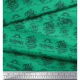 thumbnail image 3 of Soimoi Green polyester Crepe Fabric Sun & Text Decor Fabric Printed Yard 52 Inch Wide, 3 of 5