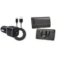 thumbnail image 1 of Holster and Car Charger Bundle for Asus Zenfone 9: Horizontal Pro Belt Pouch Case (Black) and Compact High Power 30W Dual USB Port (Type-C & USB-A) Auto Power Adapter, 1 of 9