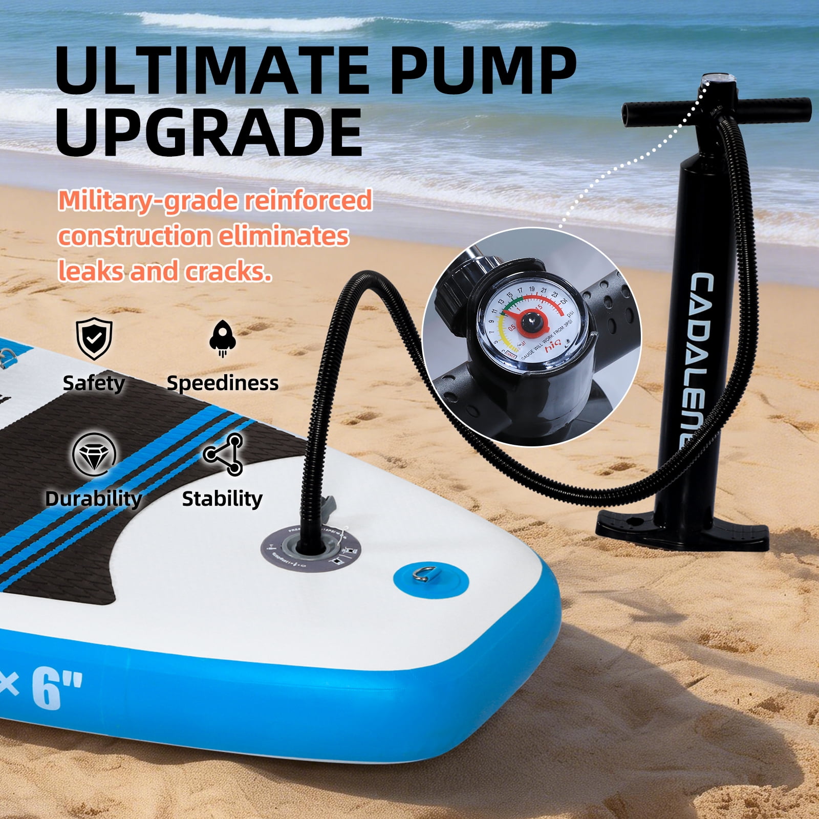 Cadalene 10'6" Inflatable Stand Up Paddle Board with Premium SUP Accessories,Built-in Camera Mount,for All Skill Levels