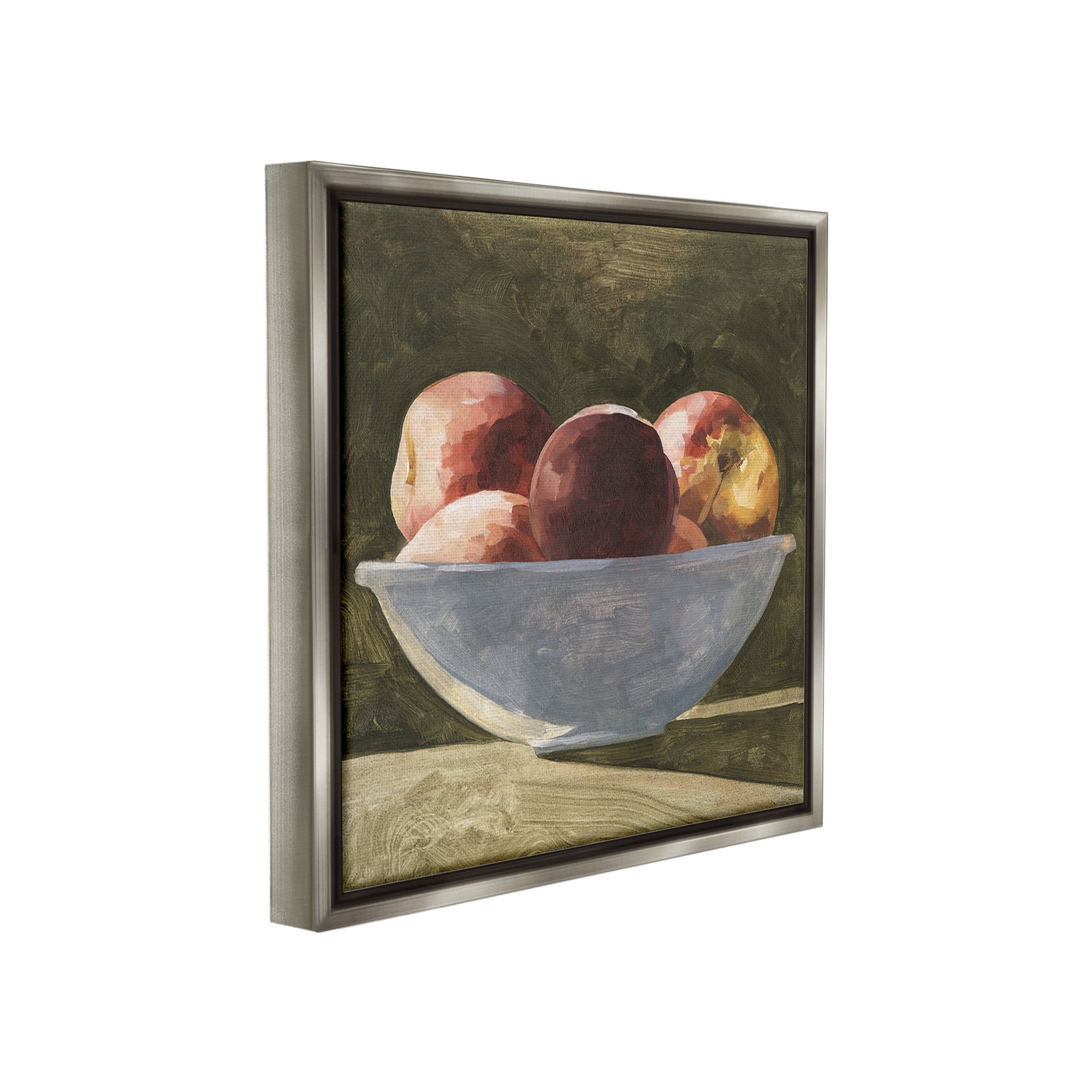 Stupell Industries Shadowed Apples Still Life Food & Beverage Painting Gray Floater Framed Canvas Art Print Wall Art, 25 x 25
