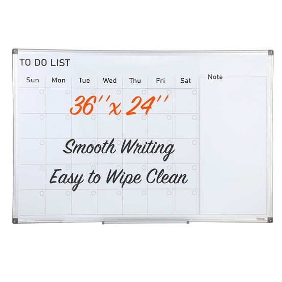 36"x24" Magnetic Calendar Whiteboard - Monthly Planner w/Markers & Eraser - Aluminum Frame - for Office, Home & School