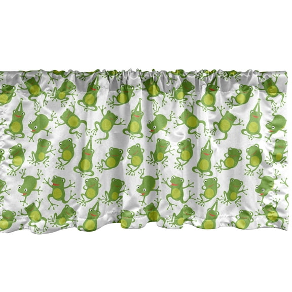 Ambesonne Frog Window Valance, Greenish Amphibian Animals Art, 54" X 18", Lime Green Vermilion