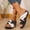 White, variant on USSUMA House Slippers for Woman Women's Fashion Casual Color Matching One-Foot Breathable Spring and Summer New Wedge Heel Sandals Women's Waterproof Shower Slides up to 50% Off