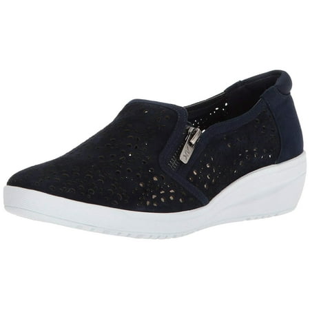Anne Klein Womens Yvette Leather Low Top Zipper Fashion Sneakers