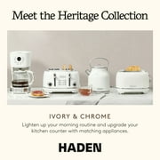 Open Box Haden 1.7 Liter Stainless Steel Body Retro Electric Tea Kettle, White