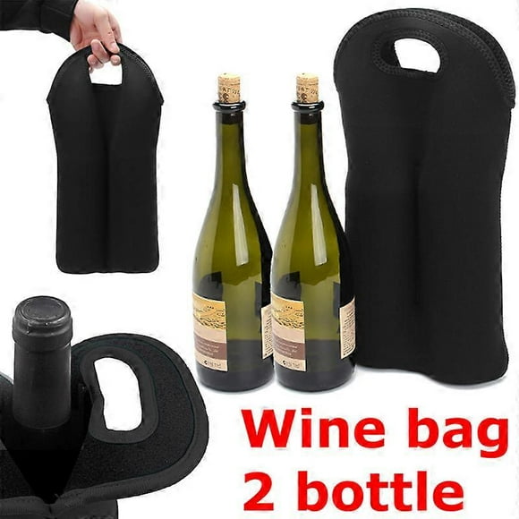 1pcs Wine Bottle Bag Carry 2 Bottle Drink/Wine/Beer Insulated Neoprene Bag Tote Carrier Cooler Case For Birthday Parties