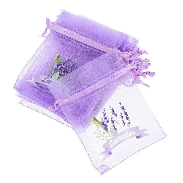 50 bolsas de organza moradas, pequeñas bolsas de malla con cordón, bolsitas de lavanda, bolsas de regalo para fiestas, bolsas con cordón para guardar flores secas, recuerdos de boda