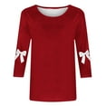 thumbnail image 5 of Elvqul Womens Blouses Plus Size Shirts 3/4 Sleeve Cute Party Christmas Oversized Crewneck Tops for Juniors Pullover, 5 of 5