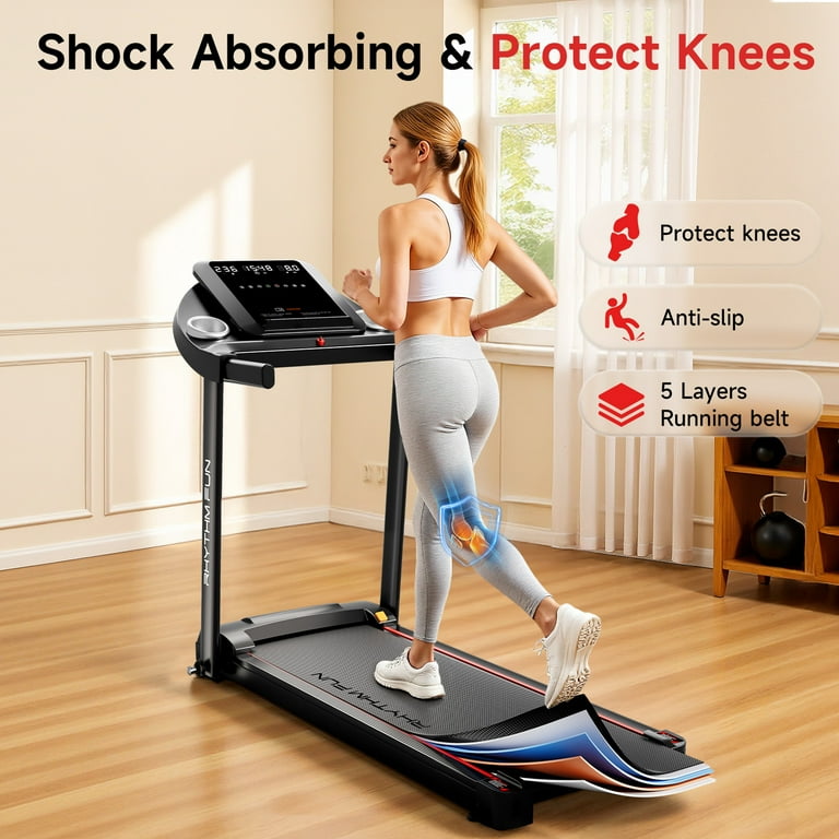 RHYTHM FUN Treadmill, Foldable Incline Walking Pad with Bluetooth