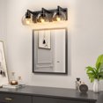 thumbnail image 2 of Newest 19” Modern 3-Light Bathroom Vanity Light, Matte Black Finish with Clear Glass Shades for Mirror, 2 of 11