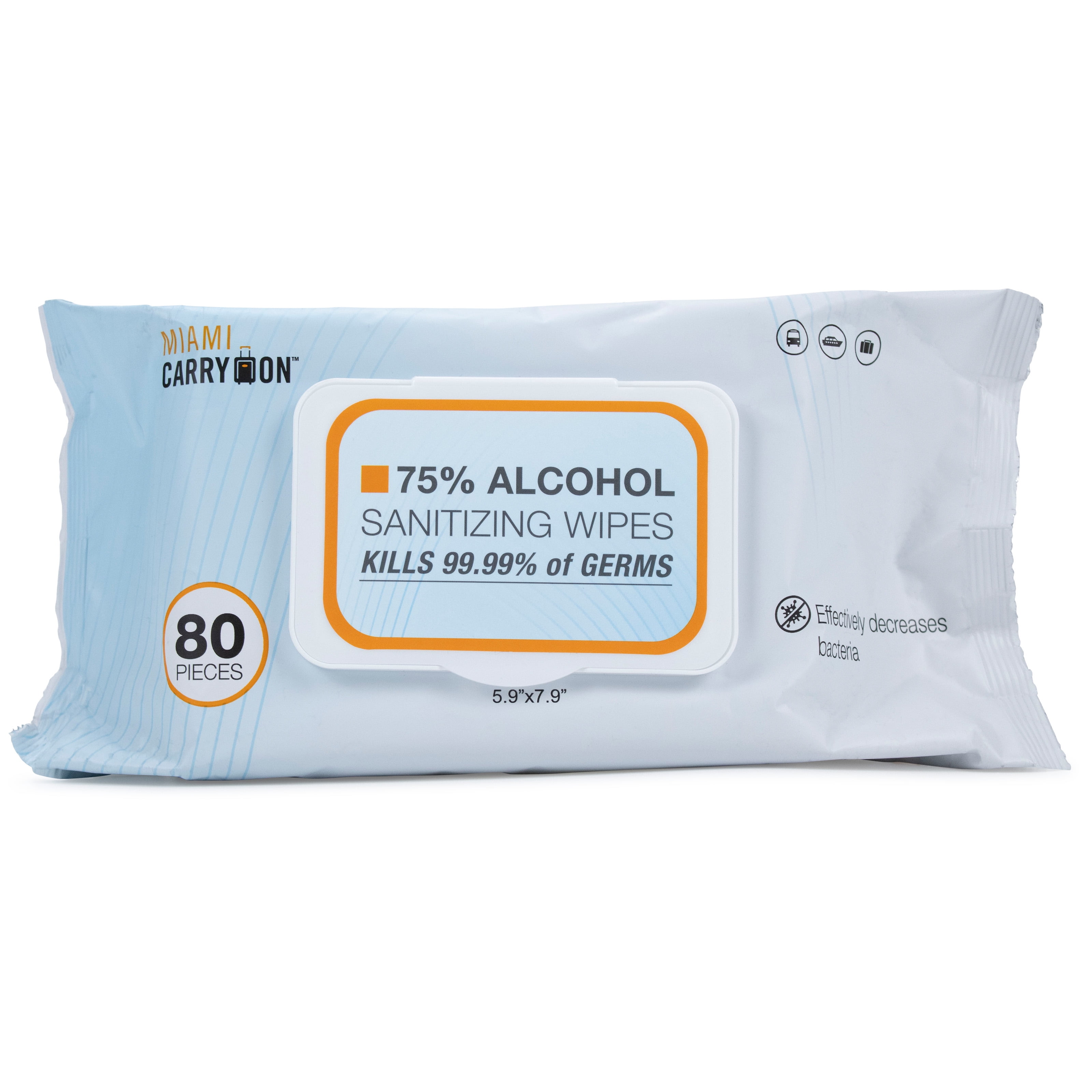 Miami Carryon 75 Alcohol Sanitizing Wipes In Pouch (80 Count