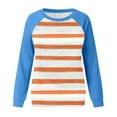 thumbnail image 5 of Striped Tops for Women Raglan Long Sleeve Crewneck Casual Lightweight Colorblock Sweatshirts Loose Fit (XL, Light Blue), 5 of 5