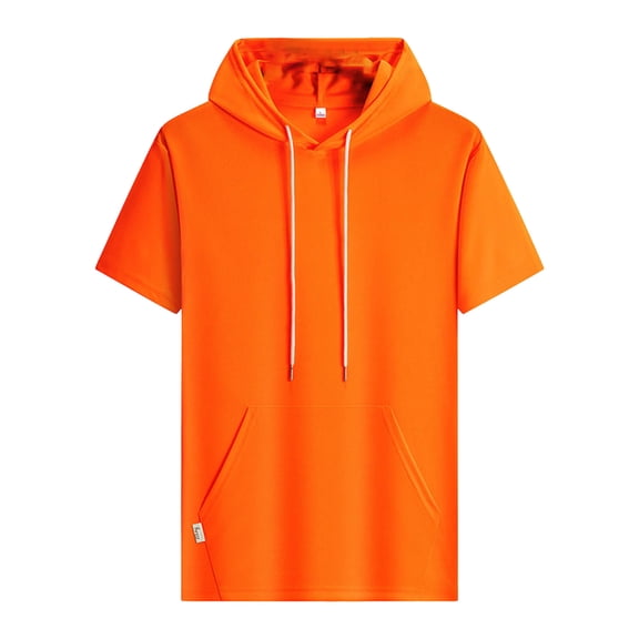 Hooded Shirts for Men Ice Silk Short Sleeve Summer Mesh, Ice Cooling Moisture Wicking Workout T-Shirt Tee Tops for Gym Running Athletic, Orange 4XL