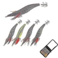 thumbnail image 1 of Luminous Wood Shrimp Squid Lures 5 Pcs 13cm 20g Bass Fishing Hooks, 1 of 5