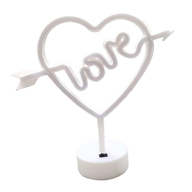 Letrero de decorativo con luz de en corazón para la mesa Rosado Zulema Luz de letreros de neón