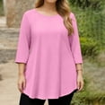 thumbnail image 3 of Fabrcox Tops for Plus Size Women Tunic Solid Color Crew Neck Womens 3/4 Sleeve Tops Spring Summer Flowy Blouses L-5XL, 3 of 5