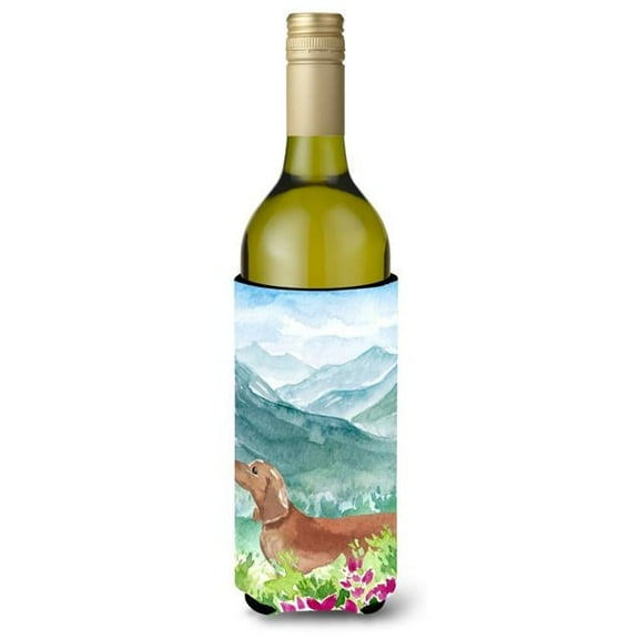 Mountian Flowers Red Dachshund Wine Bottle Beverage Insulator Hugger