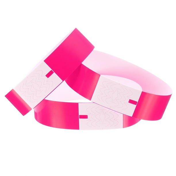 Uxcell 100Pcs Pulseras de papel para eventos, impermeables, previenen la reutilización, pulsera de identificación a granel para eventos, fiesta, concierto, entrada al bar (Rosa fluorescente)