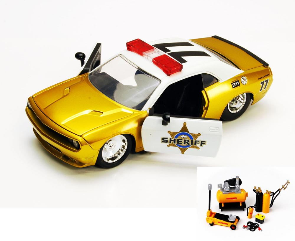 Diecast Car & Mechanic Set Package Dodge Challenger SRT8 Sheriff Car