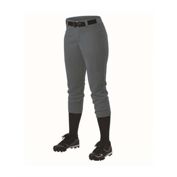 Alleson Athletic Girls Belt Loop Fastpitch Pant, Charcoal, X-Large