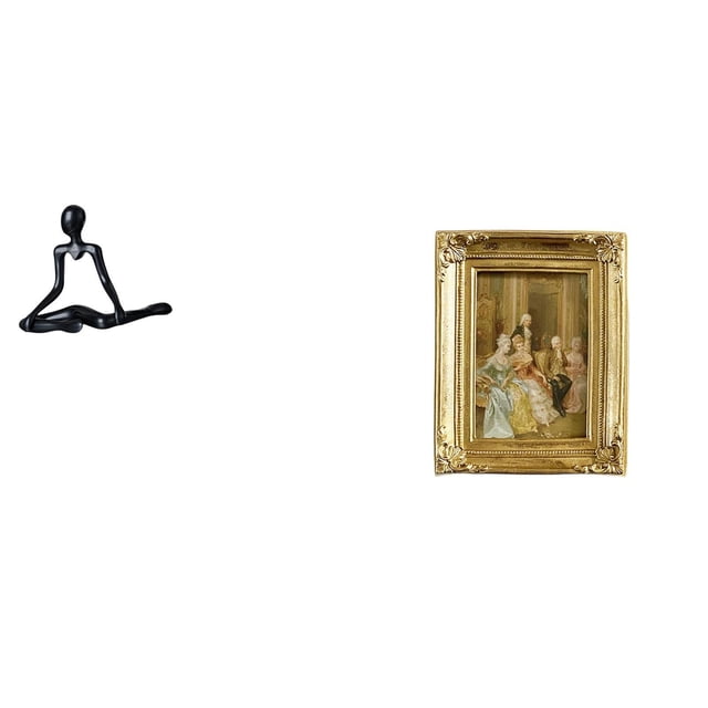 Luzkey Creative Abstract Thinker Statue Resin Photo Frame Decorative Figurine Unique Sculpture Card Display Holder Poster Glass Front Picture Frame Ornament