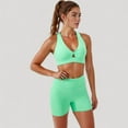 thumbnail image 3 of Women's Twist Front Sports Bra with Keyhole Cutout and Wide Shoulder Straps - Large, Green, 3 of 7