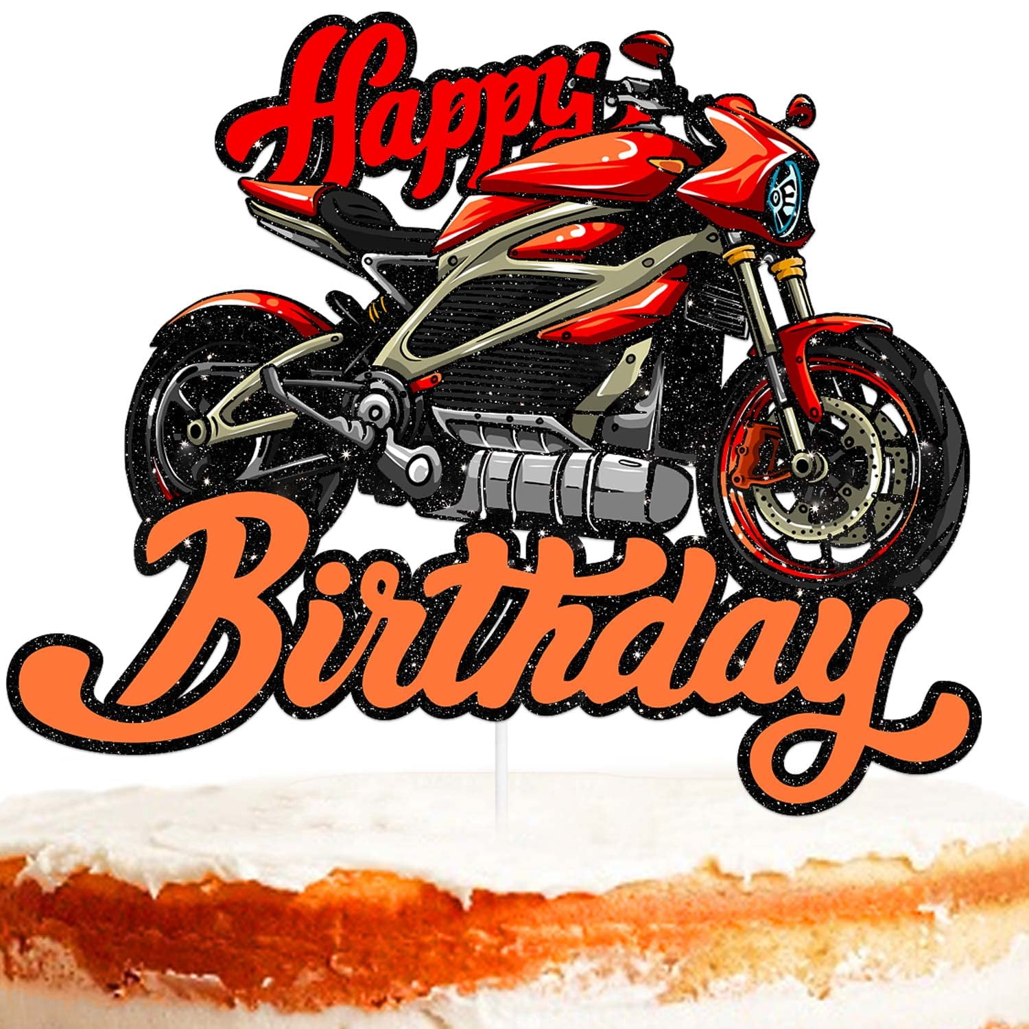 Happy Birthday Motorcycle Cake Topper Birthday for - Walmart.com