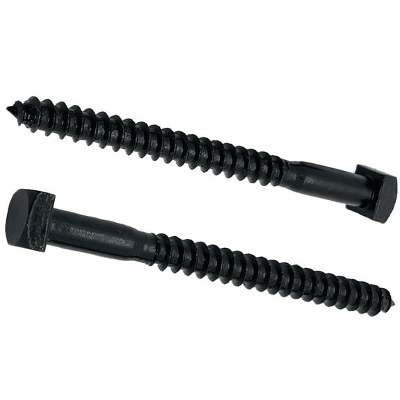 ¼” x 3” - Rustic Square Head Lag Wood Screws – Decorative Antique Black Square Drive Lag Bolts – Black Oxide Coating - ¼ in x 3 in - for Hinges, Cabinets & Doors (100, Screws)
