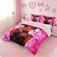 thumbnail image 2 of Erosebridal Chic Black Girls Queen Duvet Cover Set,Cute 3D Pink Loves Glitter Print Bedding For Kids,Reversible Pink,3-Piece(No Comforter), 2 of 6