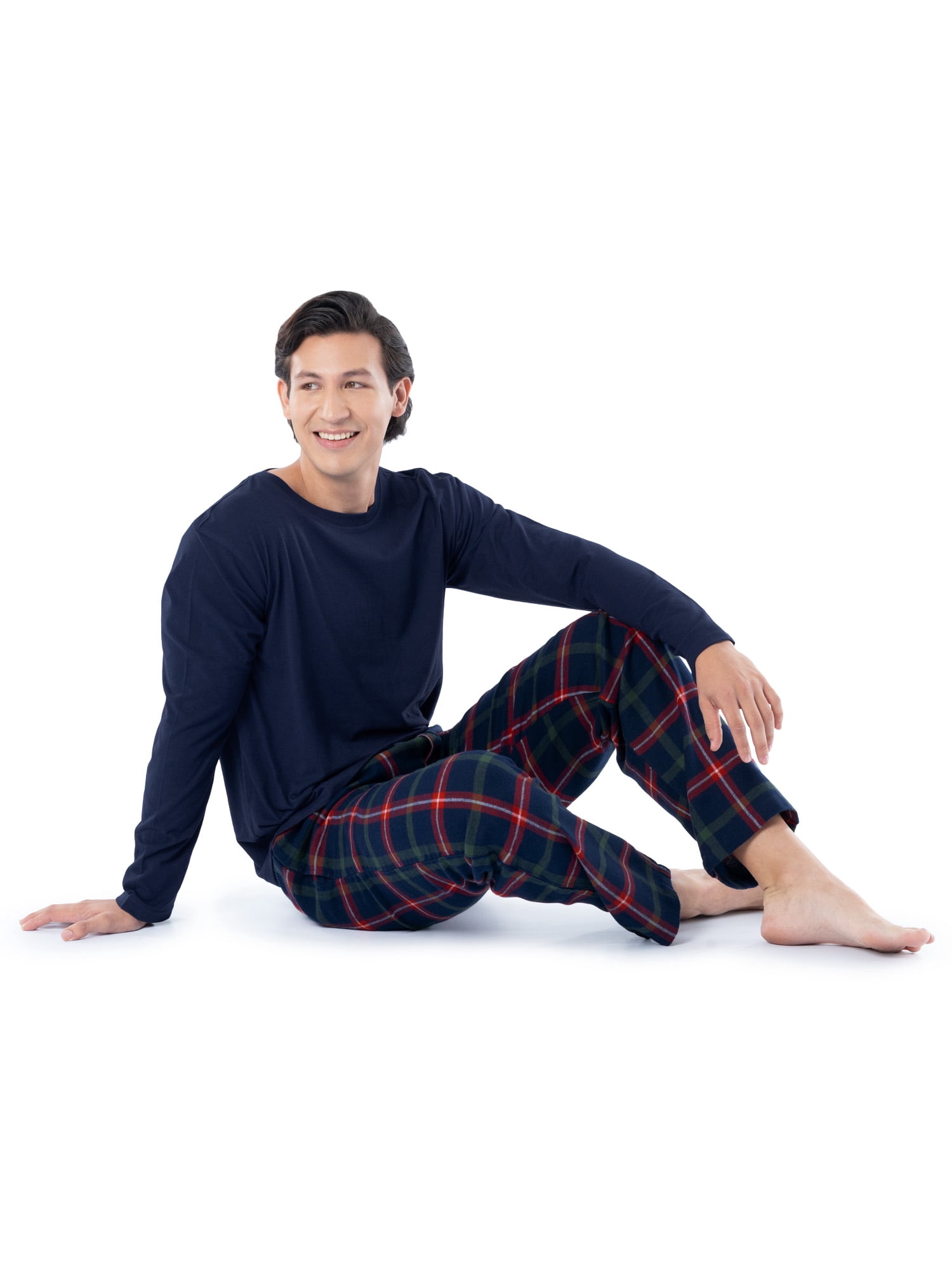 Fruit of the Loom Men's Jersey Knit Top and Flannel Pajama Pants Set, 2-Piece, Sizes S-5XL