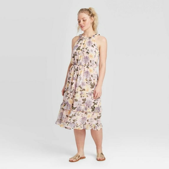 Women's Floral Print Sleeveless Chiffon Dress - Xhilaration Pink M