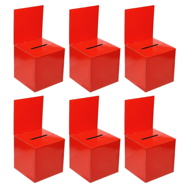 Unique Bargains Ballot Box 6'x6'x6' Raffle Box with Removable Header Board Suggestion Box Cardboard Box Red 6Pack