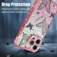 thumbnail image 3 of Magnetic for iPhone 14 Case 6.1", Cute Butterfly Pattern, Glitter Bling Diamond Edge Sparkly Cover Screen Protector Gradient Phone Case Camera Protection for Girls Women -Pink, 3 of 11