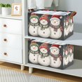 thumbnail image 2 of Yayeee Foldable Storage Basket for Shelves with Handles Set of 2 Waterproof Cloth Bins, Red Snowmen, 2 of 7