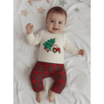 thumbnail image 6 of Miaouyo Toddler Baby Boy Christmas Fall Outfits 6 12 18 24 Months 2T 3T 4T Tree Embroidery Round Neck Pullover + Elastic Waist Plaid Pants Clothing Set, 6 of 9