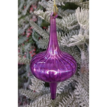 Purple Spire Christmas Glass Ornament Wizardi F07M10-13