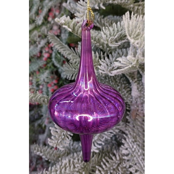 Purple Spire Christmas Glass Ornament Wizardi F07M10-13