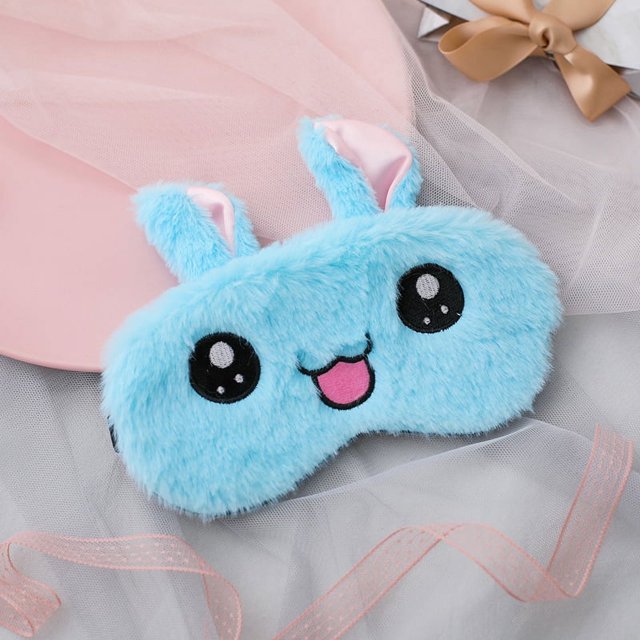 Paquete de 2 máscaras de noche de felpa divertidas con diseño de animales de conejo para dormir, de viaje, con banda elástica, para niños, mujeres y niñas