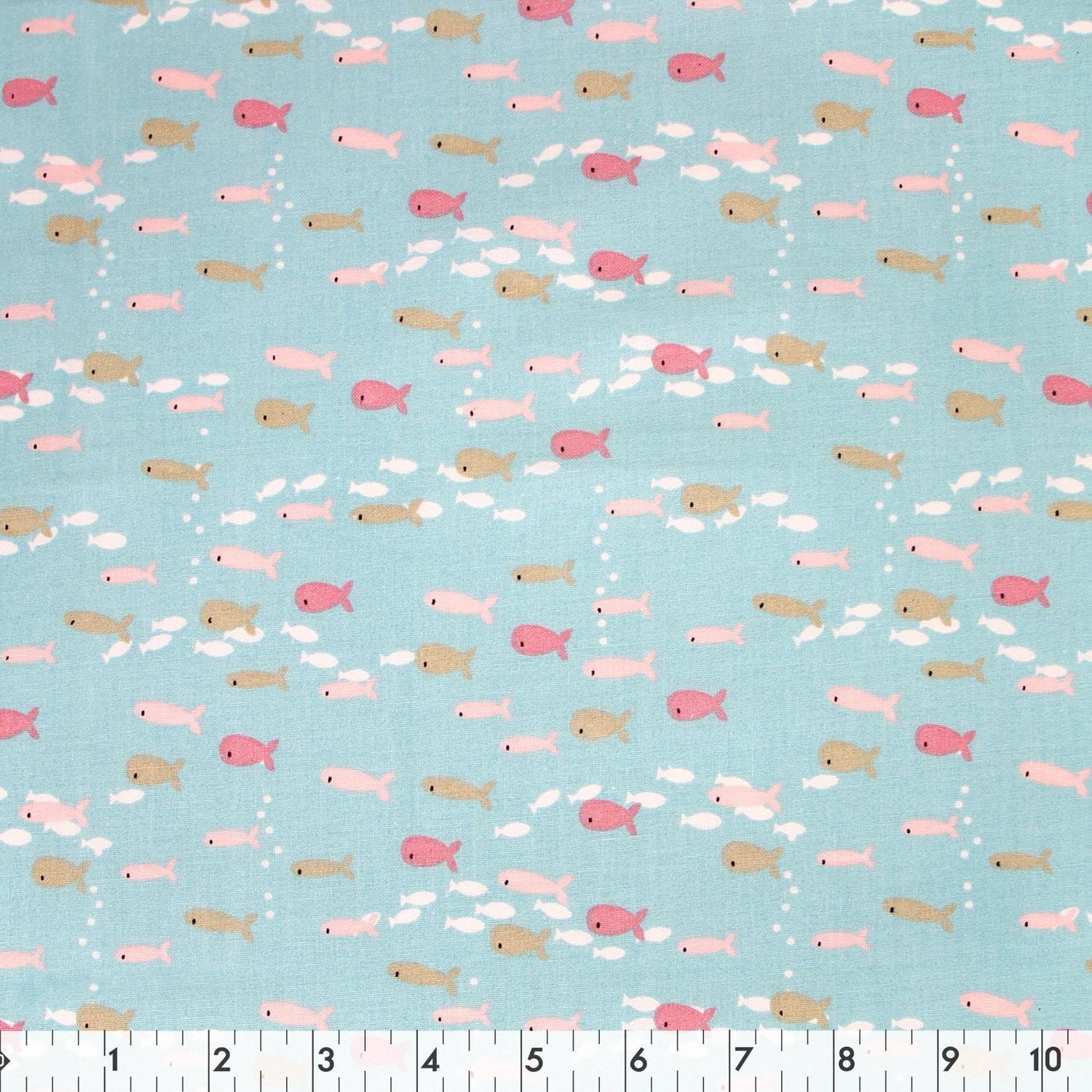 Fabric Creations Blue with School of Fish Fat Quarter Pre-Cut Fabric - 18" x 21" / 45cm x 53cm, 18" x 21" / 45cm x 53cm