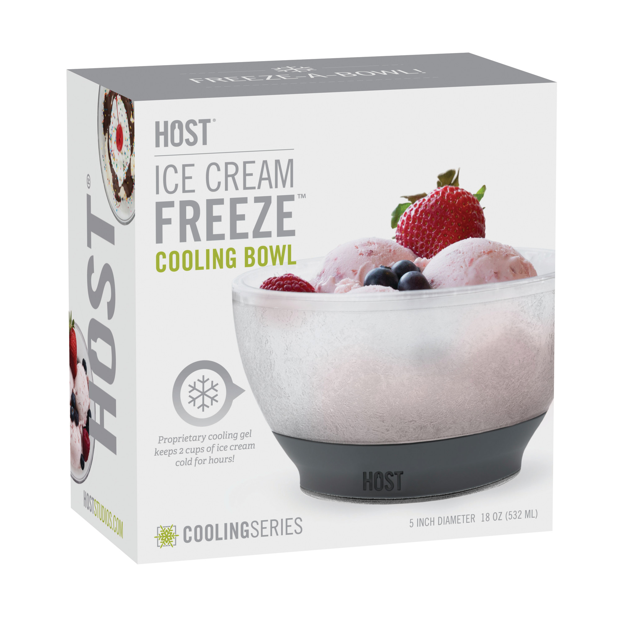 Host Ice Cream FREEZE Bowl Double Walled Insulated Dessert Bowl, Grey 