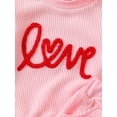 thumbnail image 6 of Elippeo Baby Girl 2Pcs Valentine's Day Infant Baby Girl Outfits Long Sleeve Letter Embroidery Sweatshirt + Pants Set Pink Clothes, 6 of 10