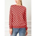 thumbnail image 2 of Jersey De Punto De Lunares De Manga Larga Con Cuello Redondo Elástico De Invierno Otoño Para Mujer Rojo S, 2 of 6
